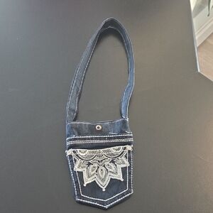 Embroidered Denim Mini Bag